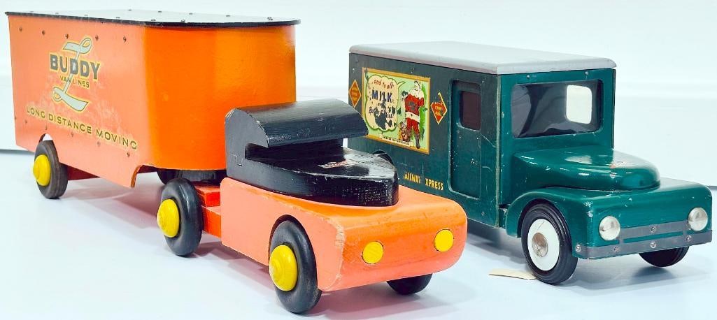 Buddy L Postwar Wood 480 Railway Express Agency Truck/ Buddy L Van Lines Long - Distance Mover (1 of 7)
