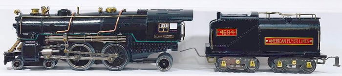 American Flyer Prewar Wide Gauge 4695 Brass Piper Locomotive and 4694 Tender