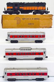 Lionel Postwar O Gauge Milwaukee Road 2338 GP7 Switcher and 2442  -   2446  -   2444 Passenger Cars