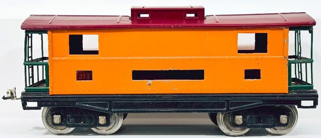 Lionel Prewar Standard Gauge 217 orange and maroon Caboose