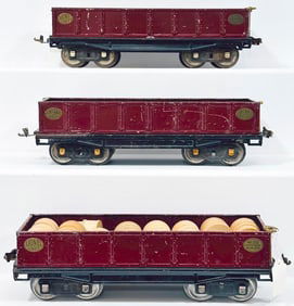 Lionel Prewar Standard Gauge 212 maroon Gondola X3