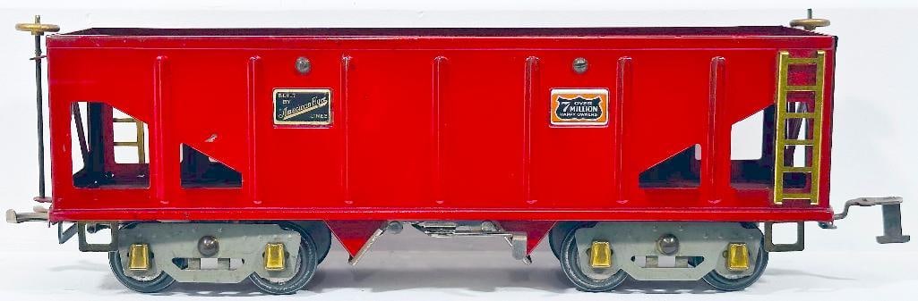 American Flyer Prewar Wide Gauge red 4006 Hopper: American Flyer Prewar Wide Gauge red 4006 Hopper, in C7 minus.