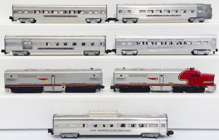 American Flyer Postwar S Gauge 360  -   364 A -  B Santa Fe Alco Diesel Units and Five (5) Passenger
