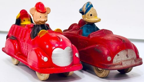 The Sun Rubber Co. Postwar Donald Duck Rubberized Vehicle and Fire Department Vehicle