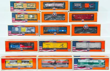 Lionel Modern O Gauge Fifteen (15) Assorted Freight Cars Boxed