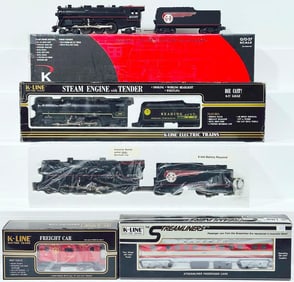K-Line Modern O Gauge Santa Fe Steam Engine and Tender Boxed/Schkuykil Steam Engine and Tender Boxed