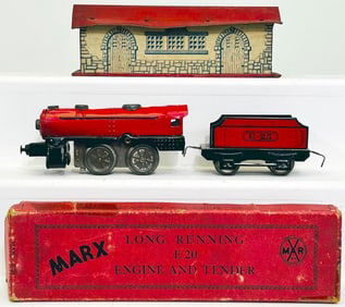 Marx Prewar O Gauge Long-Running E20 Engine and Tender Boxed/ Hafner O Gauge Platform