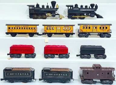Marx Postwar O Gauge William Crooks Locomotive and Tender X2 and St. Paul and Pacific Baggage Car X2