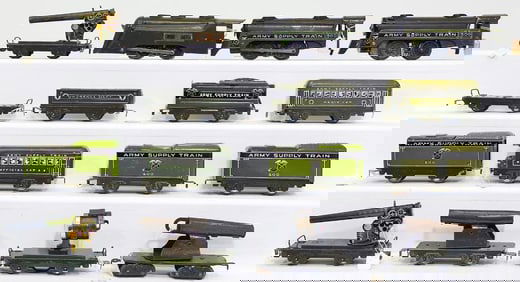 Marx Prewar and Postwar O Gauge Army Locomotives and Tenders and Army Military Cars