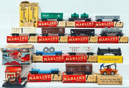 Marx Postwar O Gauge Cable Car Boxed X2/Gondola Drop End Car Boxed/Box Car Boxed X3/Refrigerator Car