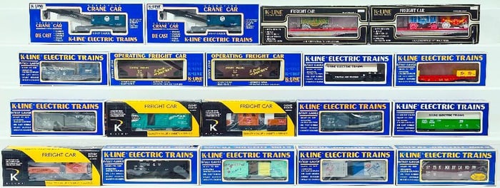 K-Line Modern O Gauge Twenty (20) Assorted Freight Cars Boxed