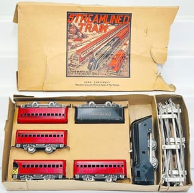 Marx Prewar O Gauge Commodore Vanderbilt Mechanical Train Set Boxed