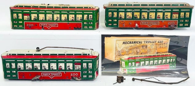 Marx Prewar O Gauge 200 Mechanical Trolley Car Clockwork X3