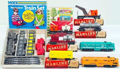 Marx Postwar O Gauge Rail Sweeper Car with Tank and Work Caboose with Tank/Triple Tank Car