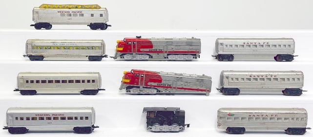 Marx Postwar O Gauge Western Pacific Passenger Cars 1217/ 1217 and New York Central Passenger Cars