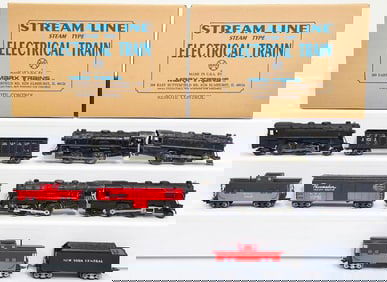 Marx Postwar O Gauge 999 Locomotive with Late Double Reduction Motor and Four (4) Freight Cars