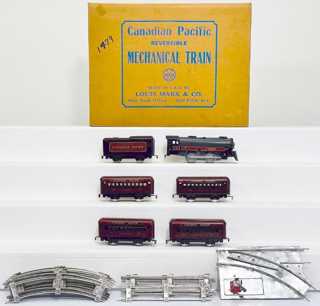 Marx Prewar O Gauge Canadian Pacific 3000 Reversible Mechanical Train Set (1 of 9)