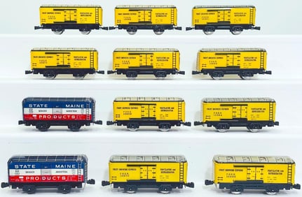 Marx Postwar O Gauge Fruit Growers Express Refrigerator Car X10/State of Maine Box Car X2