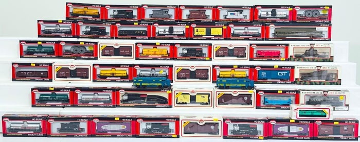 Model Power Modern HO Scale Ten Assorted Locomotives/Passenger Car/Thirty-Four Assorted Freight Cars