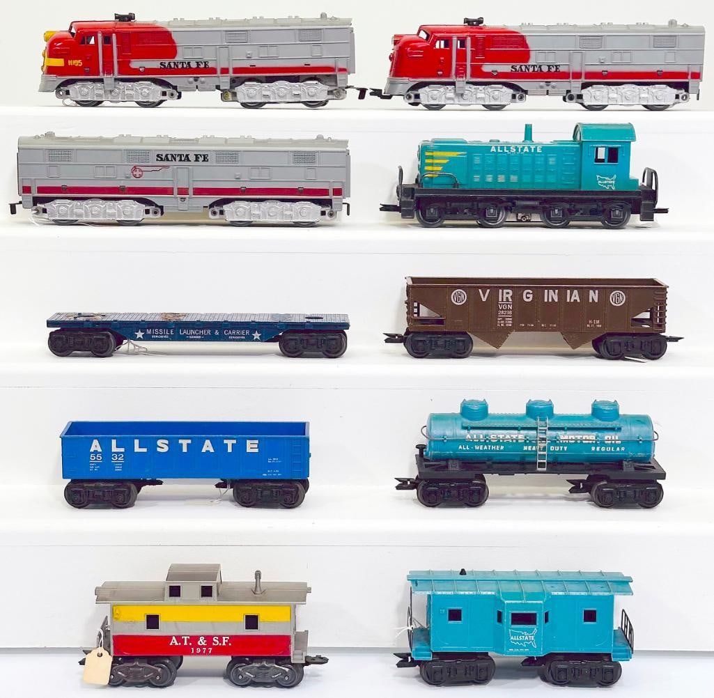 Marx Postwar O Gauge 1095 Santa Fe A?B?A Diesel Units/Allstate Switcher/Six Assorted Freight Cars (1 of 6)
