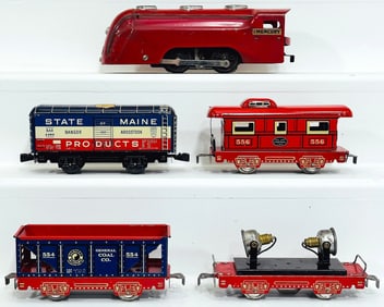 Marx Prewar O Gauge State of Maine Products 4 Wheel Box Car Factory Archive "545/1 DC"/ 556 Caboose
