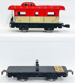 Marx Postwar O Gauge NYC Caboose Factory Archive #556 -A AMT -5007 -HH and Flat Car without load