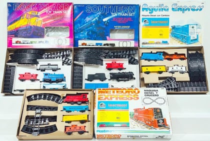Mexican Marx Postwar O Gauge Aguila Express/Rock Island Toy Train Set/Southern Toy Train Set Boxed