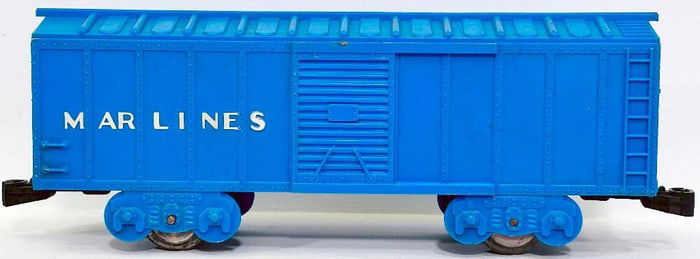 Marx Postwar O Gauge 4 Wheel Marlines Blue Box Car Factory Prototype, Model #2107 - A