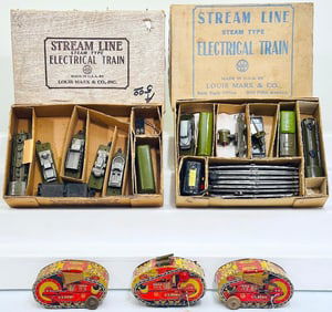 Marx Prewar Toy U.S. Army Tank with Side Machine Gun X2/Tank with Top Machine Gun/Marx Postwar Set