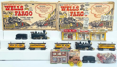 Marx Postwar O Gauge No. 54762 Wells Fargo Set with Electric Train and No. 54752 Wells Fargo Set