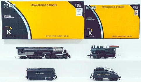 K-Line Modern O Gauge Union Pacific Big Boy and Tender and Pennsylvania A5 Steam Switcher Boxed