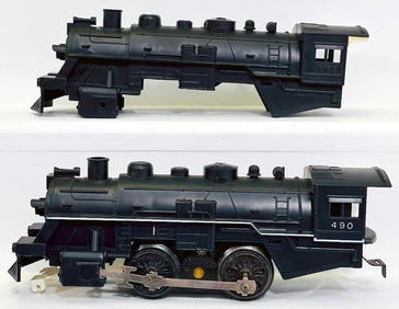 Marx Postwar O Gauge 490 black plastic Locomotive with Factory Prototype Front Truck/490 black Loco