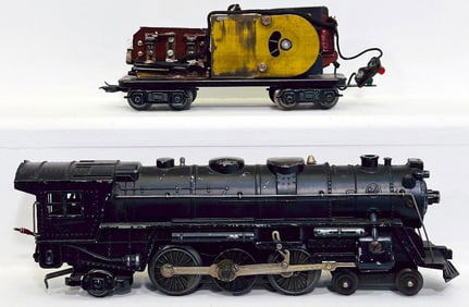 Marx Postwar O Gauge Unmarked 4 - 6 - 2 Black Locomotive and Tender Factory Prototypes