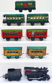 American Flyer Prewar O Gauge Nation Wide Lines Locomotive and Tender with Two (2) Passenger Cars