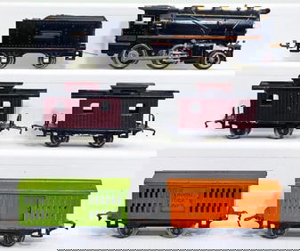 Lionel Prewar O Gauge 257 Black and Orange Stripe Locomotive and 257T Black and Orange Stripe Tender