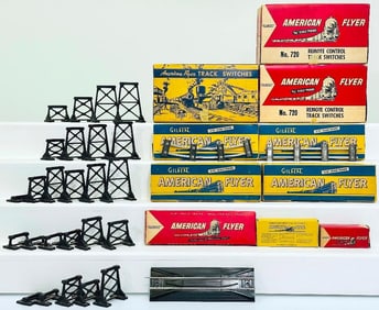 American Flyer Postwar O Gauge Boxes of Straight Curved Track 700 and 702/Trestle Extensions/Remote
