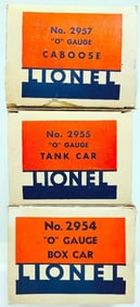 Lionel Prewar O Gauge Original Boxes Only for 2957 Caboose -2955 Tank Car -2954 Box Car