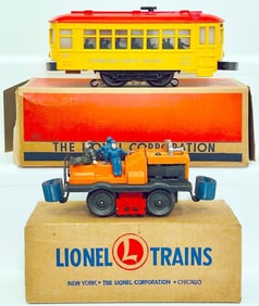Lionel Postwar O Gauge No. 60 Trolley Boxed and No. 50 Gang Car Boxed