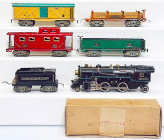 American Flyer Prewar O Gauge 2 -4 -2 Black 3322 Locomotive and American Flyer Lines Tender