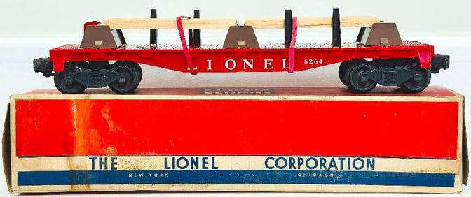 Lionel Postwar O Gauge 6264 Lumber Car with rare Separate Sale 6264 original box