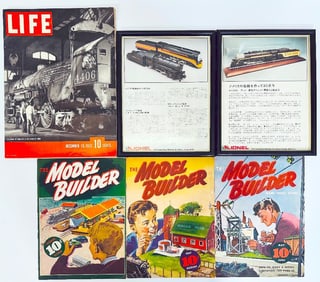 Lionel Postwar Three Issues of Model Builder Magazine/Japanese Advertising for the 2101 Chessie Loco