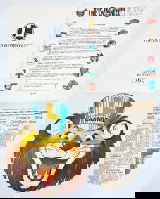 Lionel Postwar O Gauge Lion Circular Cardboard Mask/Lionel Herald Flyer/Lionel Corp Annual Report