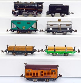 Lionel Prewar O Gauge 257 Orange Stripe Black Locomotive/ 257T Orange Stripe/ Black 4 wheel Tender