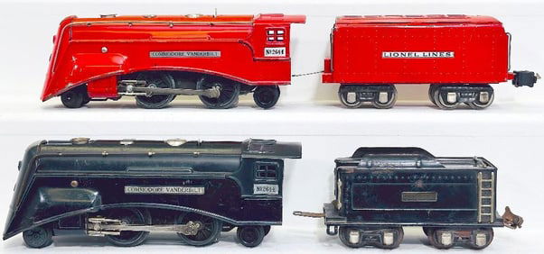 Lionel Prewar O Gauge 264E Black Commodore Loco/Black Tender/264E Red Commodore Vanderbilt Loco