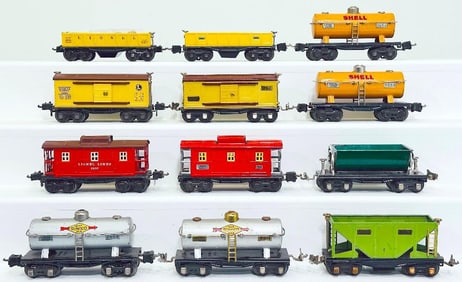 Lionel Prewar O Gauge Twelve (12) Assorted Freight Cars