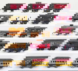 Ives Prewar O Gauge 3200 Black Electric Locomotive/Two Assorted Passenger Cars/Eleven Assorted Cars