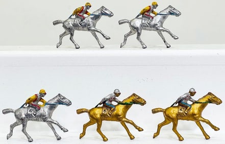 Unknown Manufacturer Five (5) Racehorses with jockeys