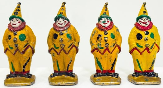 Unknown Manufacturer Metal Four (4) Assorted Clown Figures