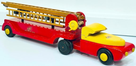 Buddy L Prewar 368 Ladder Truck wood made in 1943 to 1944