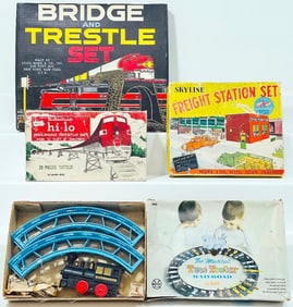 Marx Postwar O Gauge Bridge and Trestle Set Boxed/The Musical Tune Tooter RR/Skyline Freight Station